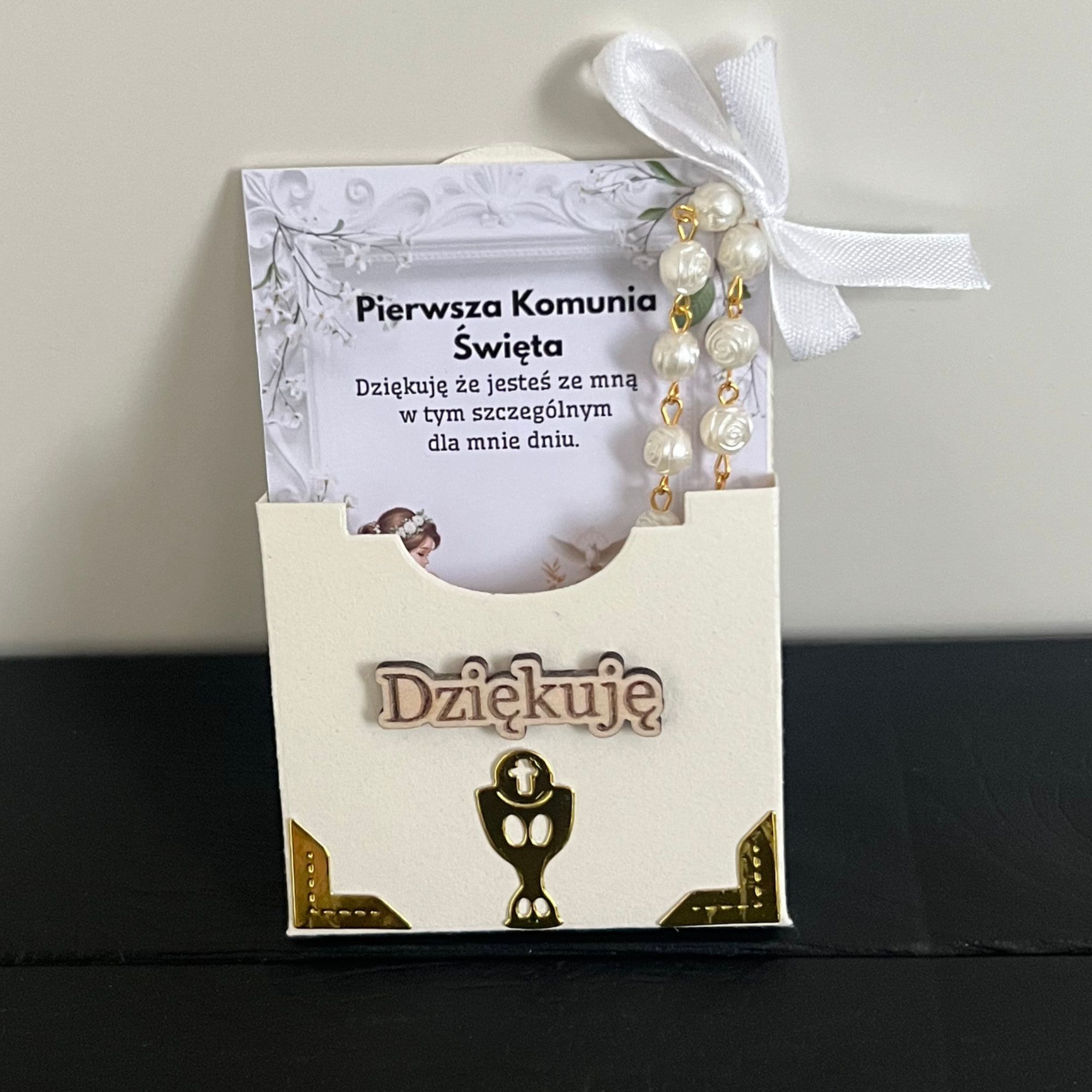 Het bedankje van dichtbij, met gouden kelk