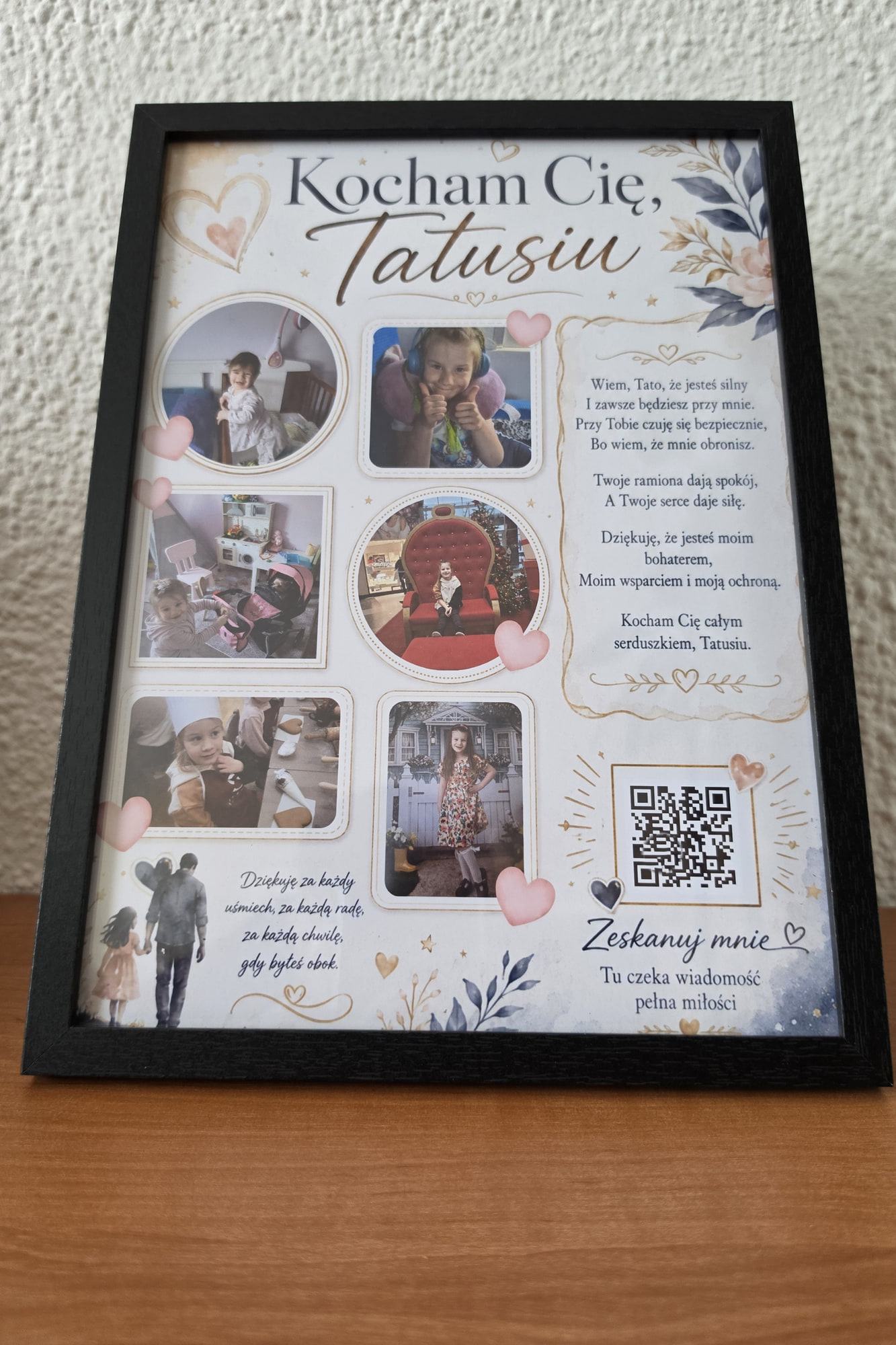 Ingelijste fotocollage voor papa met tekst en QR-code